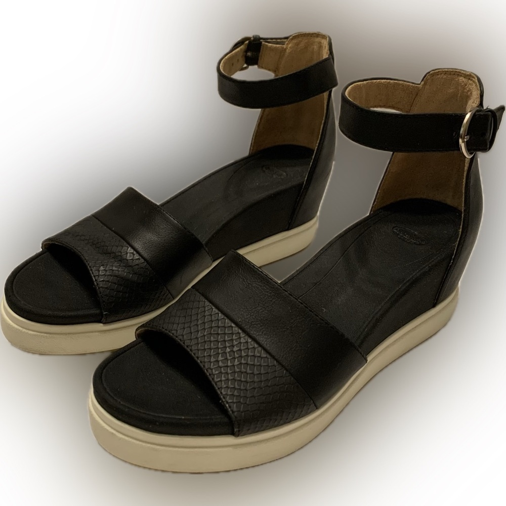 Dr. Scholl's Black Platform Wedge Sandals Women's Size 8.5